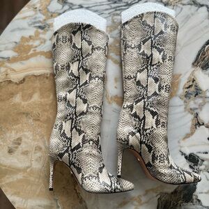 Schutz Maryana snake print stiletto boots